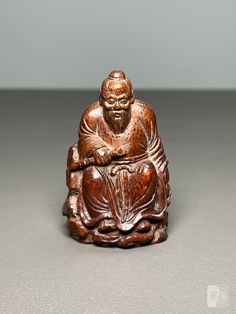 清  竹雕人物坐像 - 图2